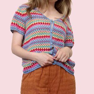 rainbow crochet cardigan🌈